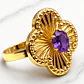 Anillo flor tallada amatista Oro 18k - Miniatura 2