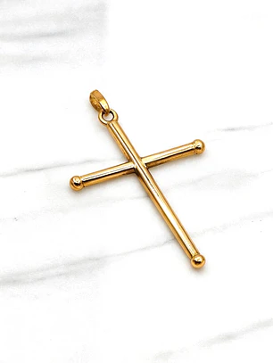 Colgante Cruz tubo Oro 18k