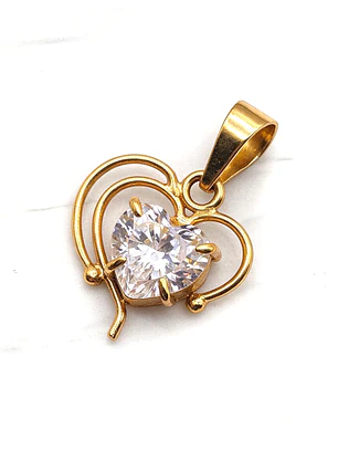Colgante siluetas corazón Circón Oro 18k 