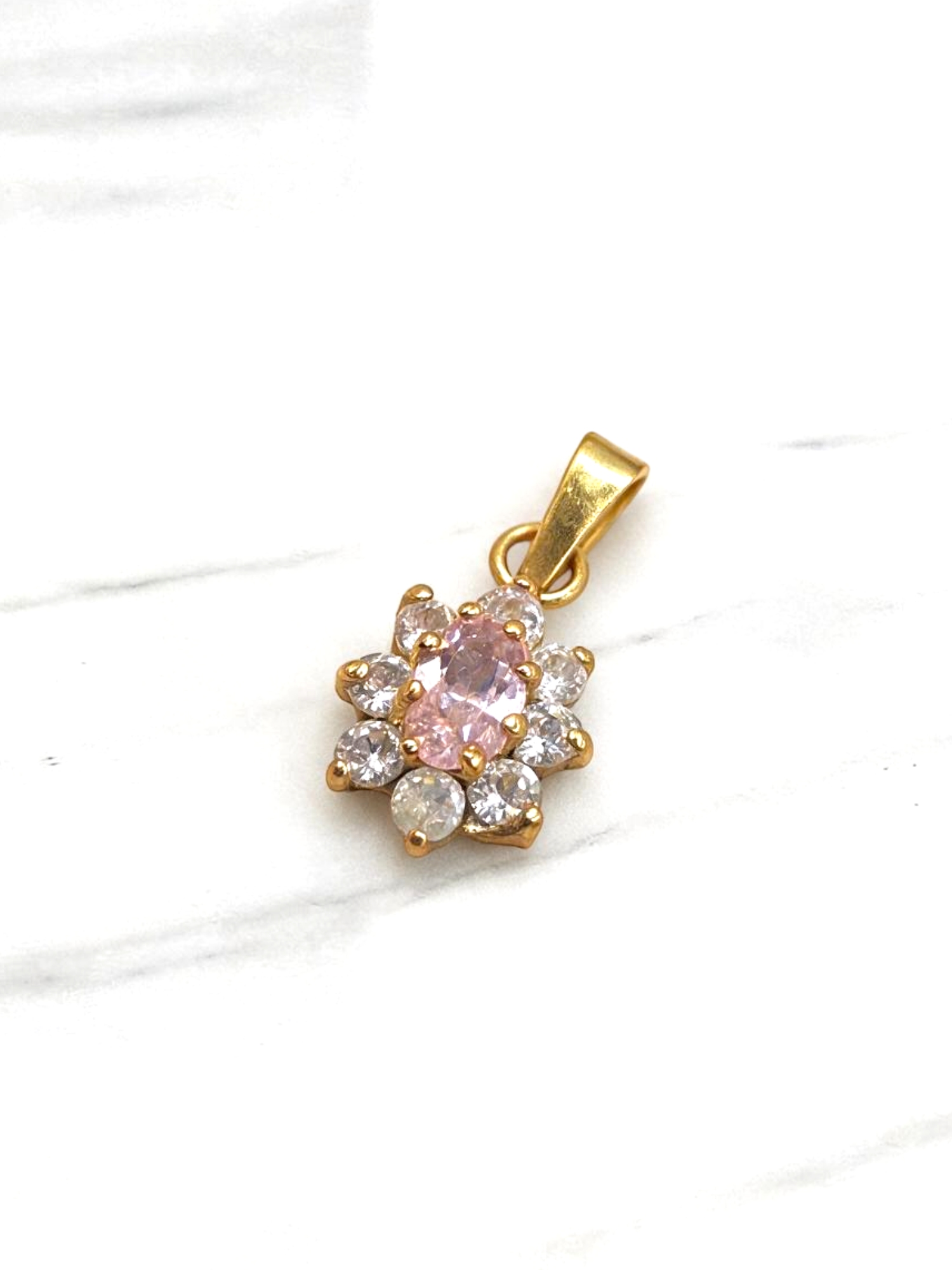 Colgante lady circónes y rosa de francia mediano Oro 18k 2