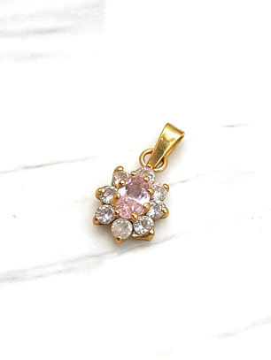Colgante lady circónes y rosa de francia mediano Oro 18k