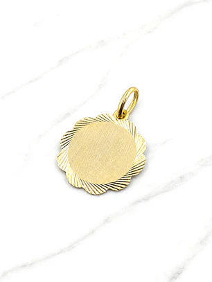 Colgante disco flor Oro 18k