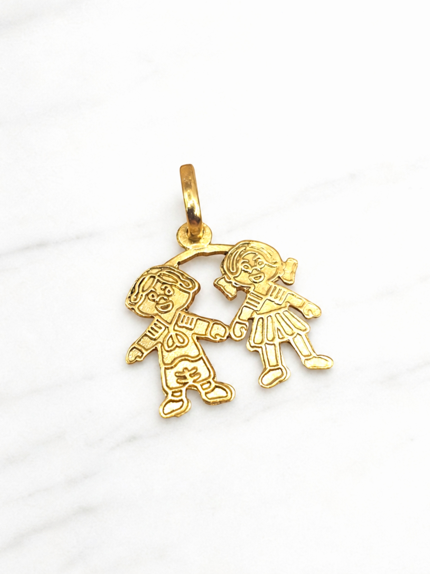 Colgante niña y niño mediano Oro 18k 3