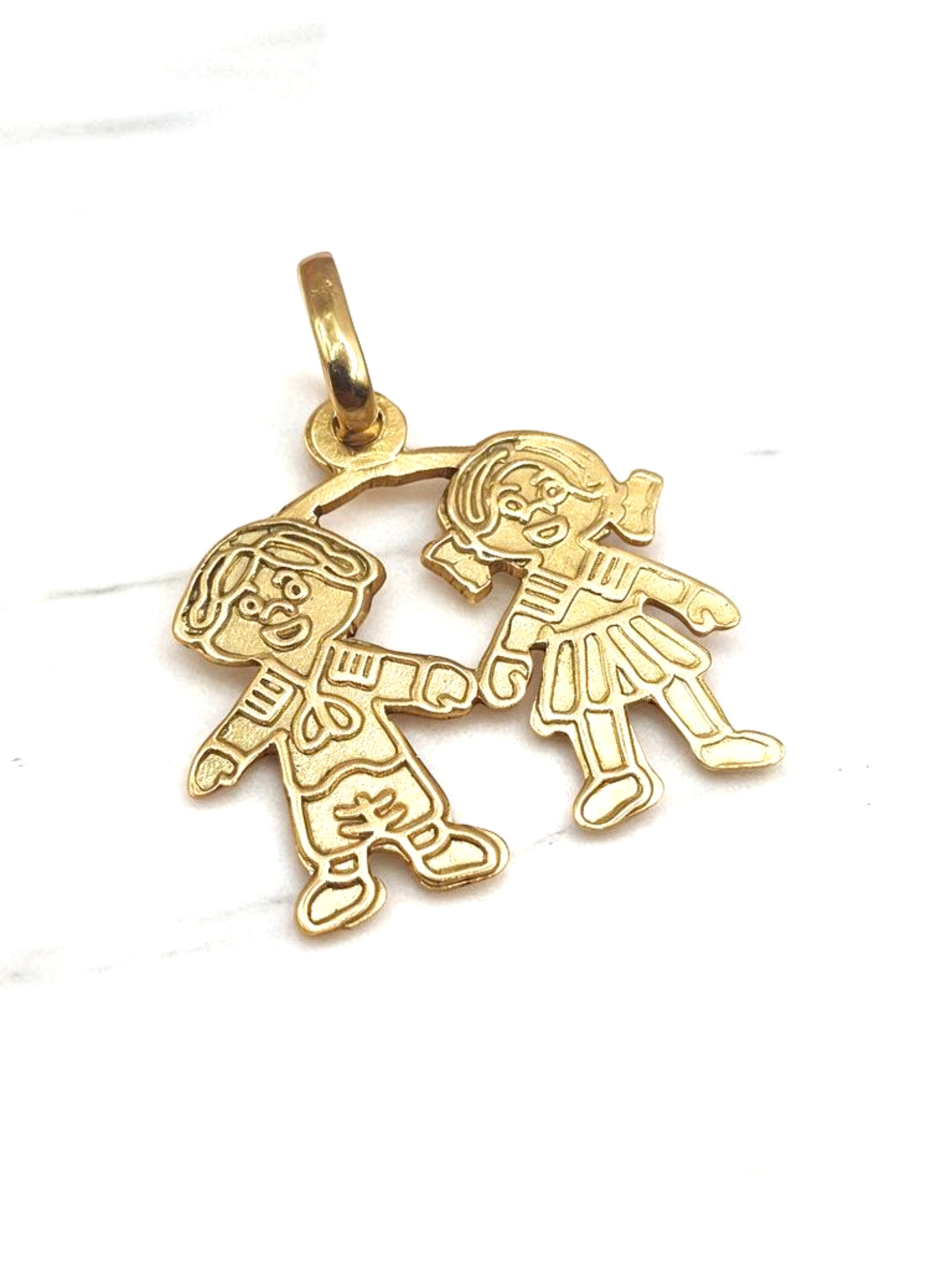 Colgante niña y niño mediano Oro 18k 1