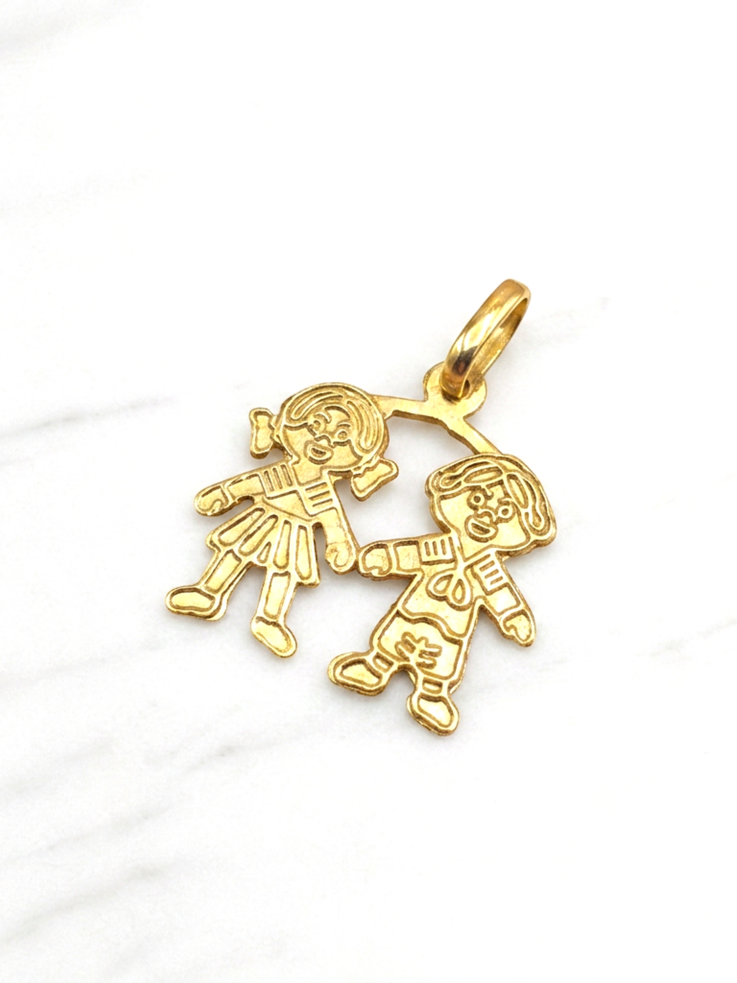 Colgante niña y niño mediano Oro 18k 4