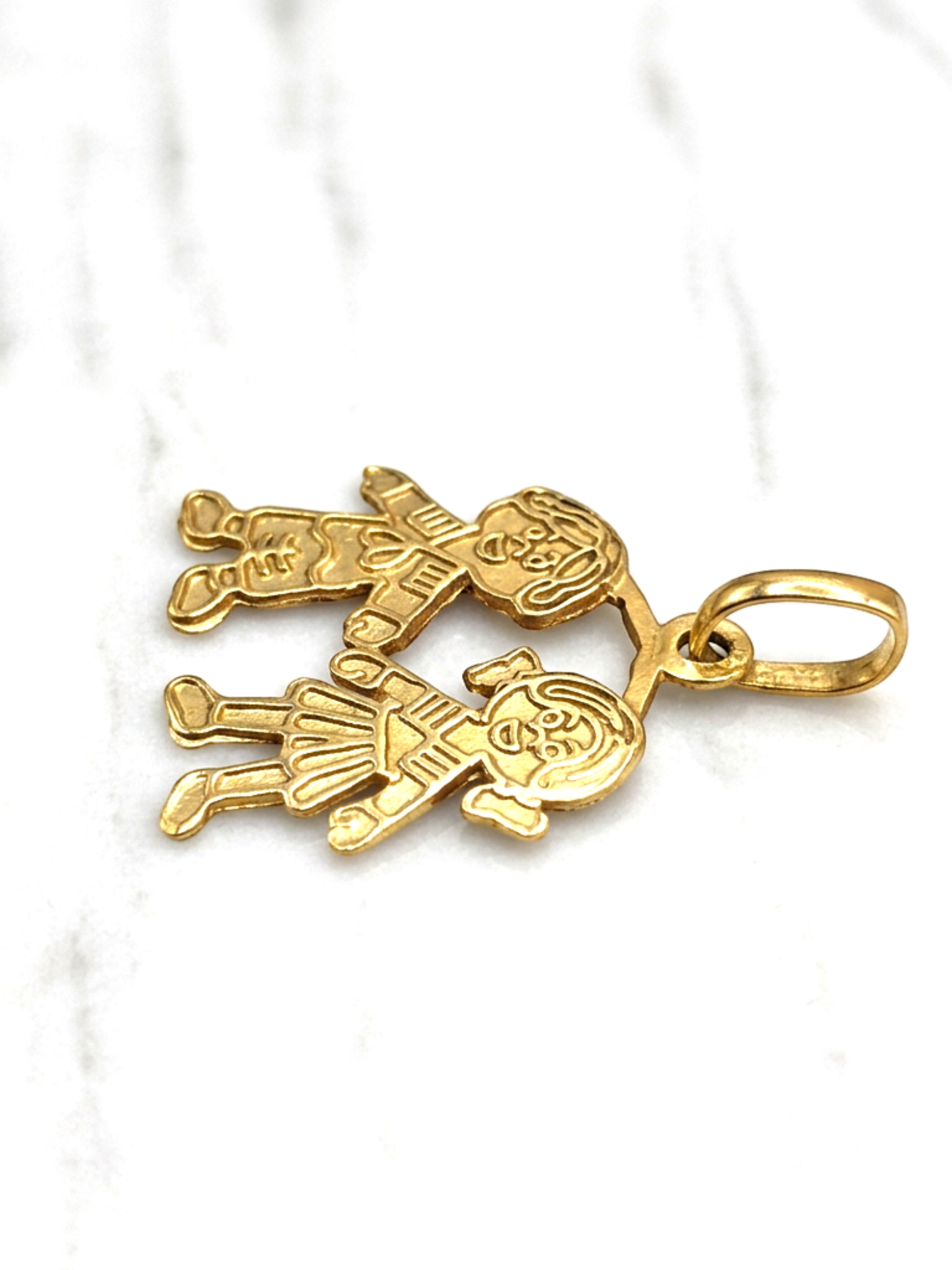 Colgante niña y niño mediano Oro 18k 2