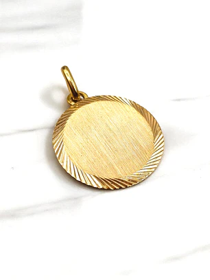 Colgante disco satinado mediano Oro 18k
