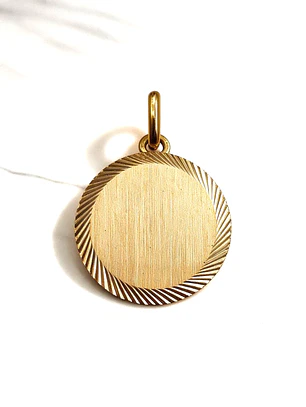 Colgante disco satinado mediano Oro 18k