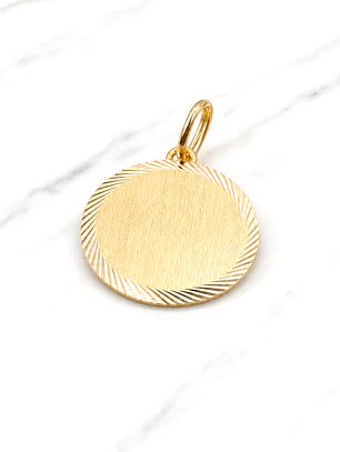 Colgante disco tallado 20 mm Oro 18k