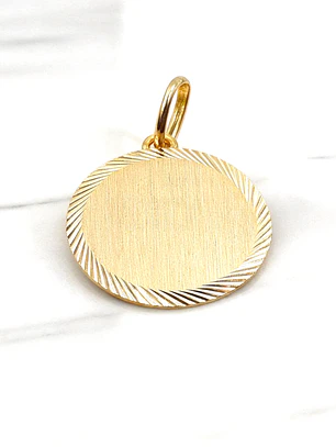 Colgante disco tallado 20 mm Oro 18k
