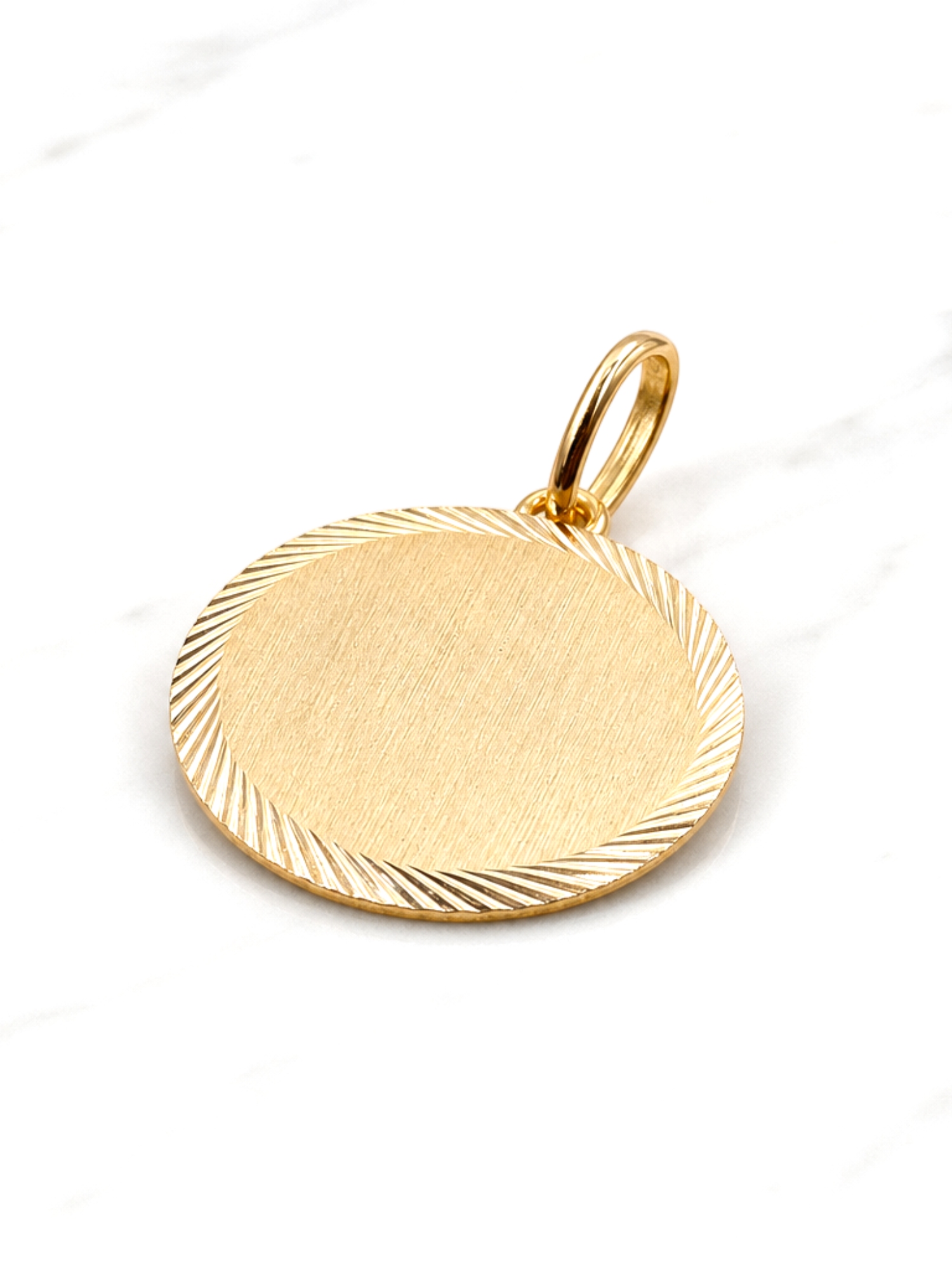 Colgante disco tallado 20 mm Oro 18k 3