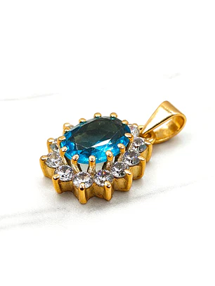 Colgante reina Agua Marina 2.2 cm Oro 18k 
