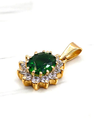 Colgante reina circónes y esmeralda grande Oro 18k