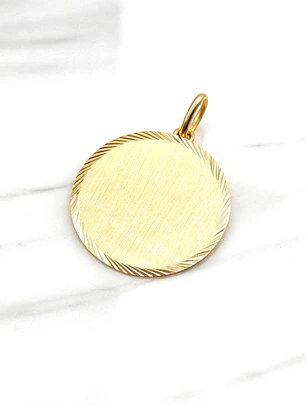 Colgante disco satinado Oro 18k