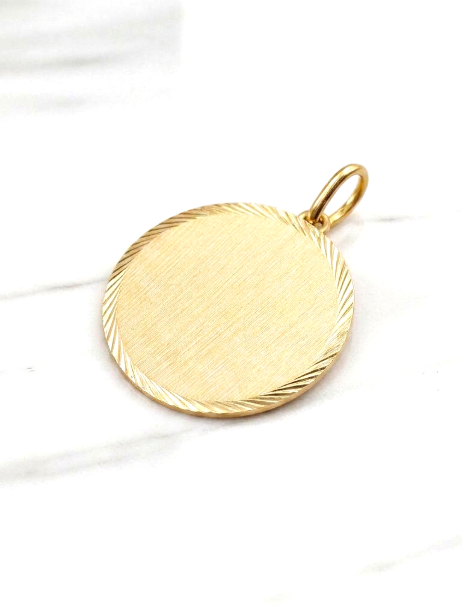 Colgante disco satinado Oro 18k 4