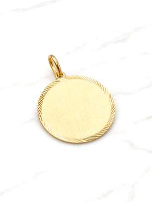 Colgante disco satinado Oro 18k