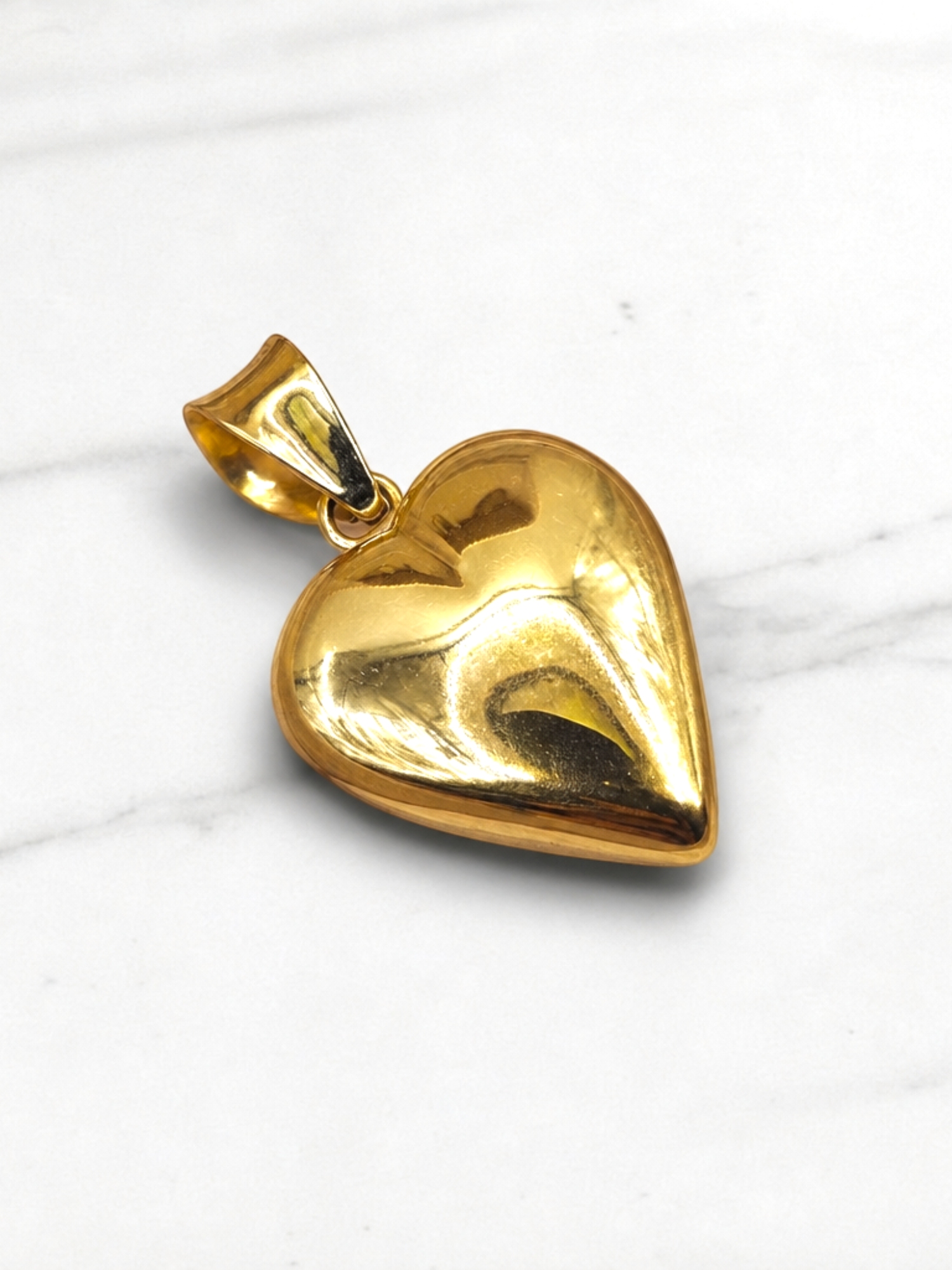 Colgante corazón inflado grande oro 18k 3