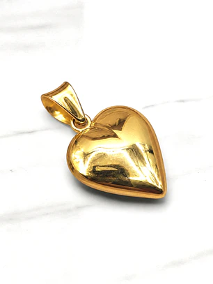 Colgante corazón inflado grande oro 18k