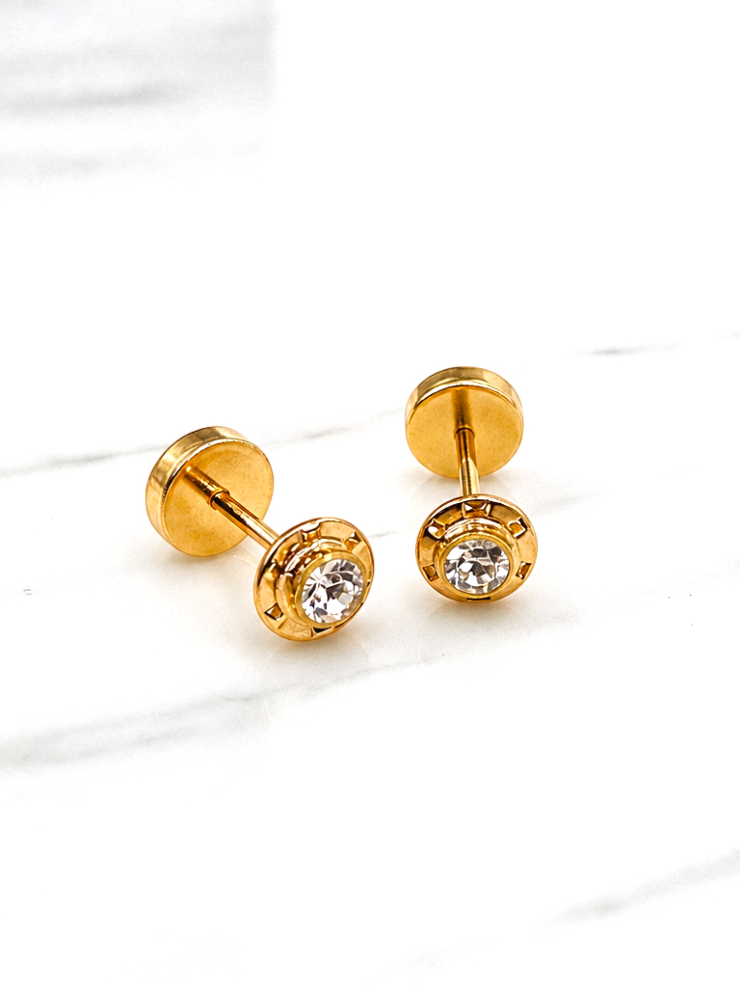 Aros abridores circón chicos Oro 14k 3