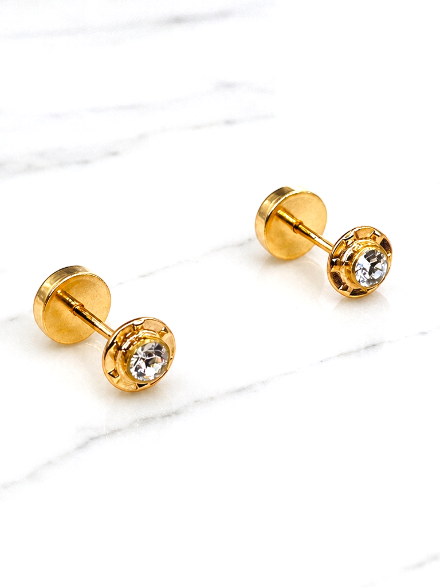 Aros abridores circón chicos Oro 14k 2