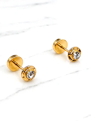 Aros abridores circón chicos Oro 14k