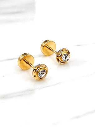 Aros abridores circón chicos Oro 14k