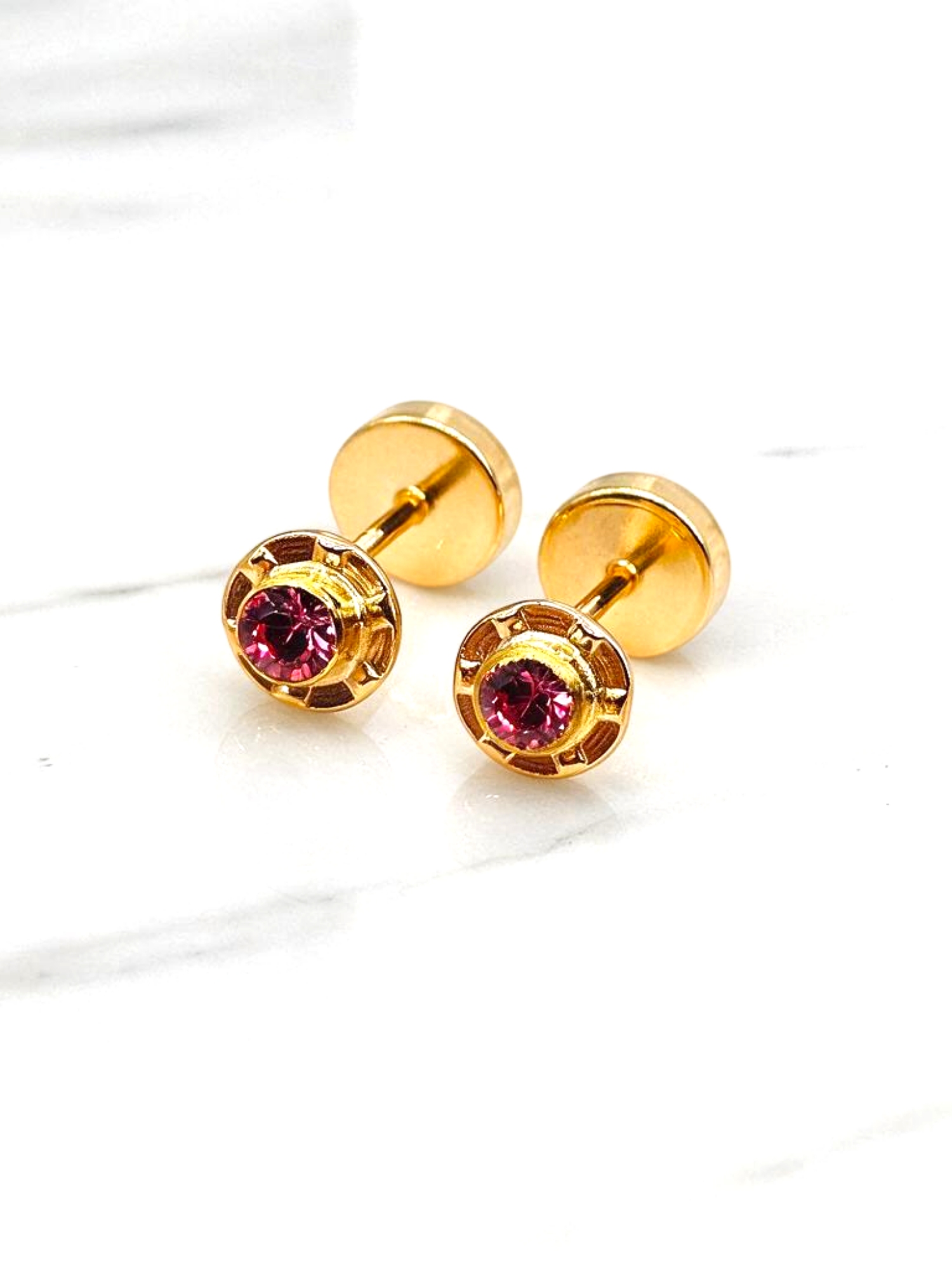 Aros abridores rosa de francia chicos Oro 14k 3