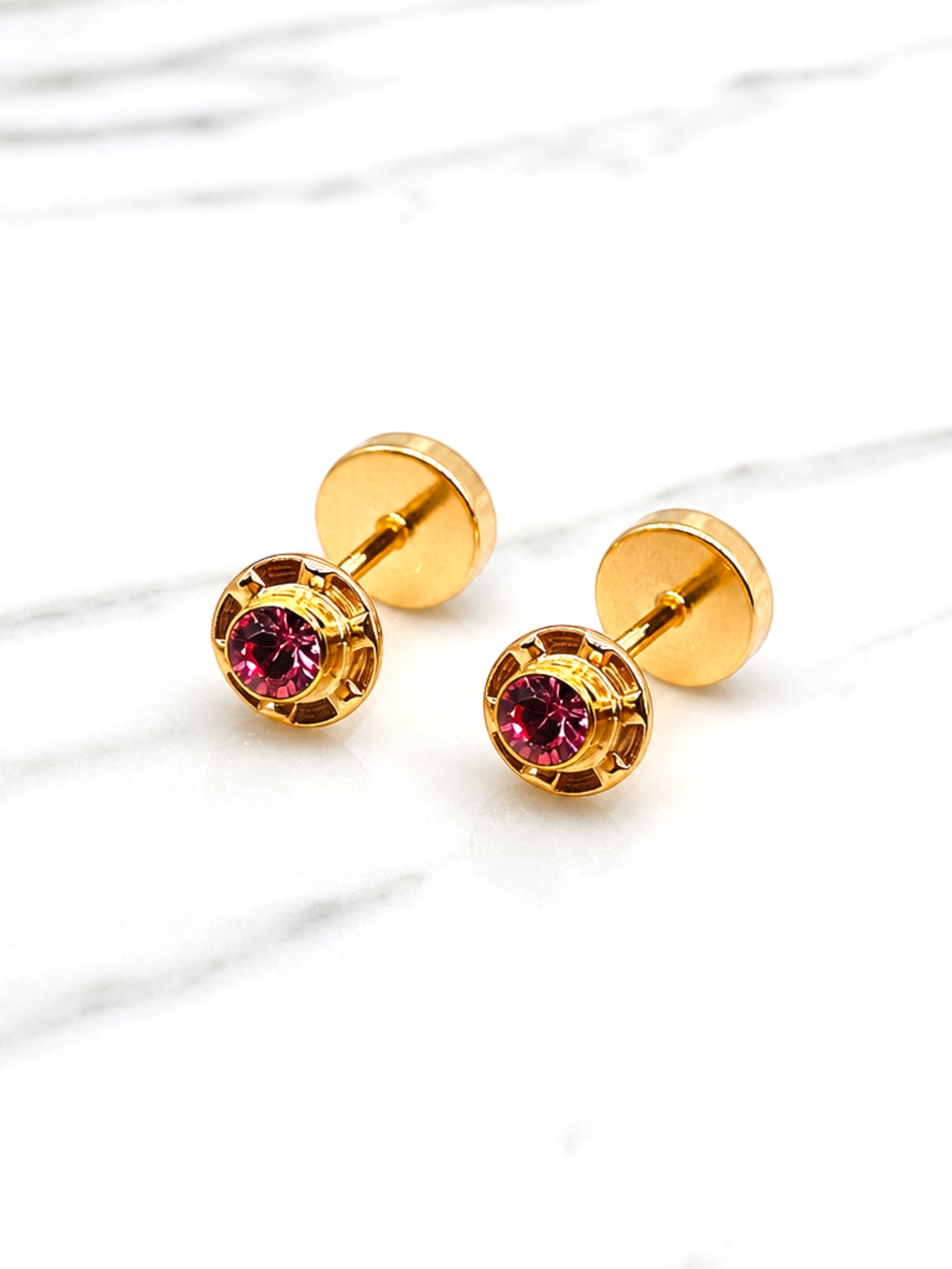 Aros abridores rosa de francia chicos Oro 14k 4