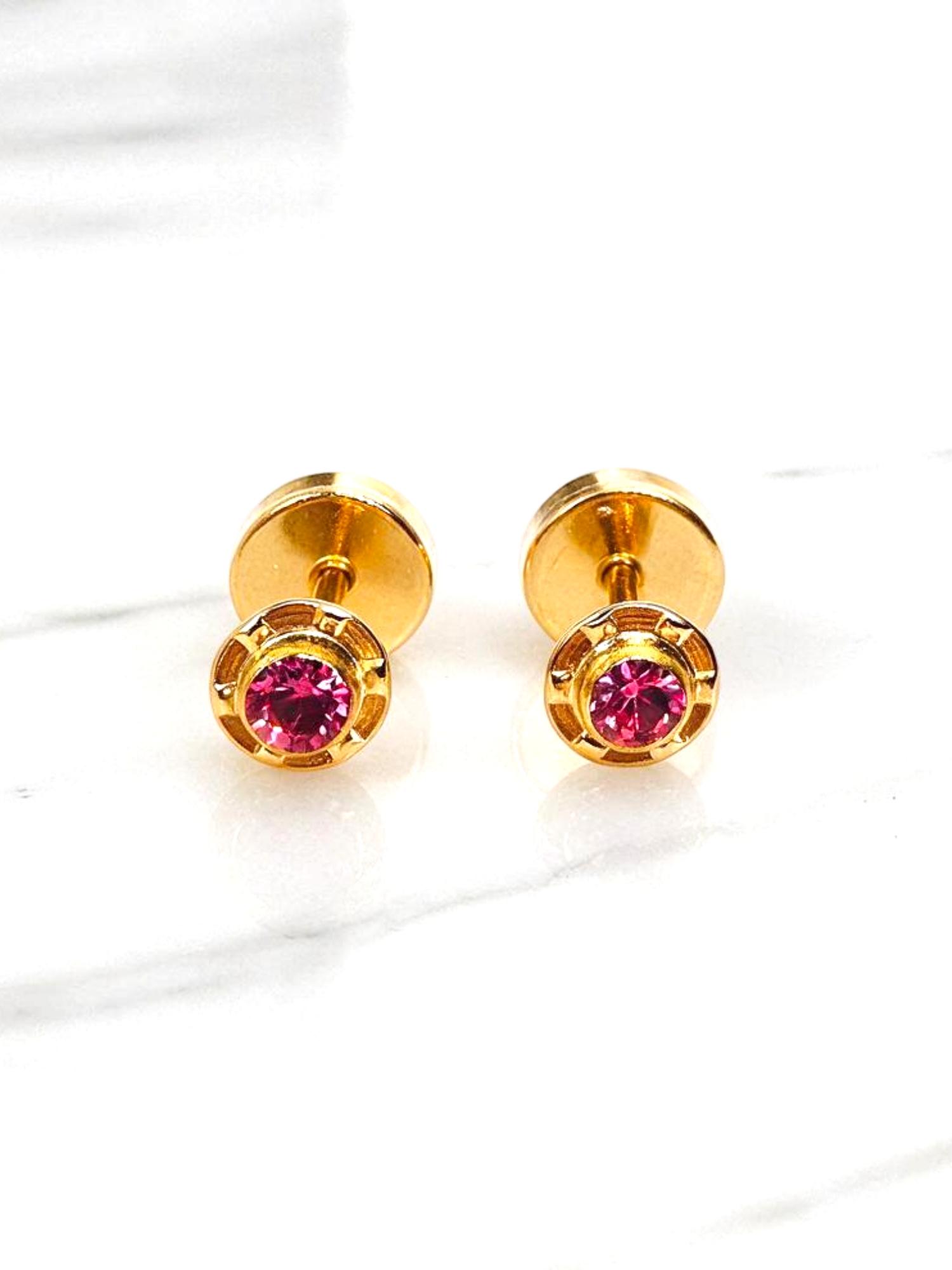 Aros abridores rosa de francia chicos Oro 14k 5