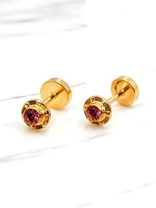 Aros abridores rosa de francia chicos Oro 14k