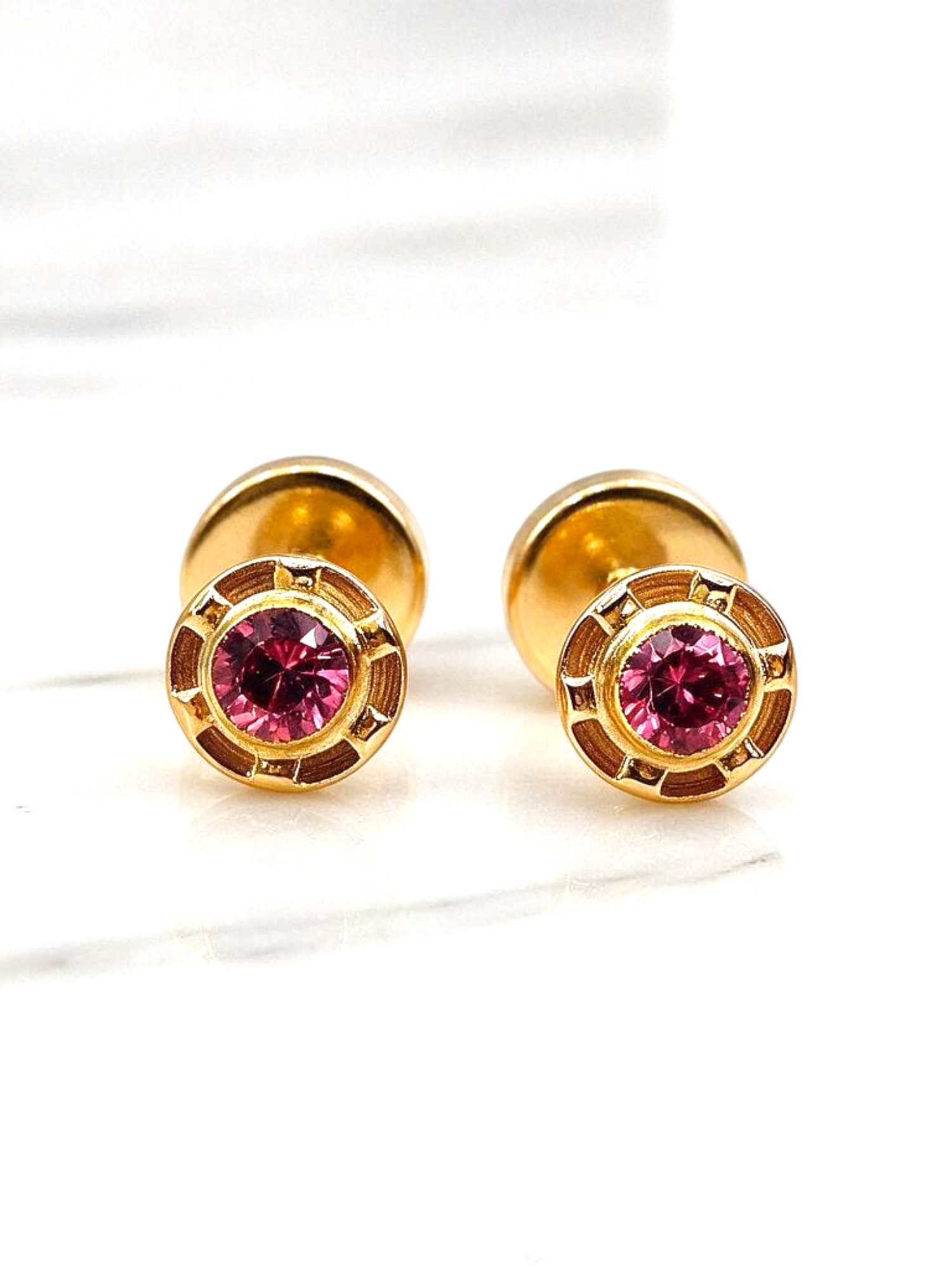 Aros abridores rosa de francia chicos Oro 14k 6