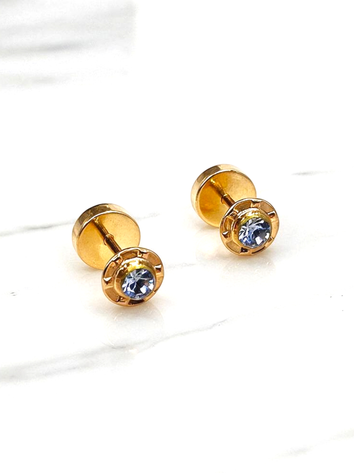 Aros abridores agua marina chicos Oro 14k  2