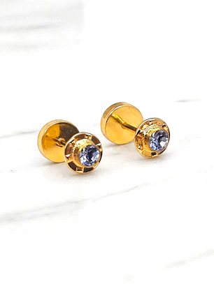 Aros abridores agua marina chicos Oro 14k 