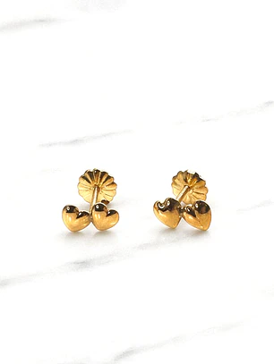 Aros doble corazon Oro 18k 