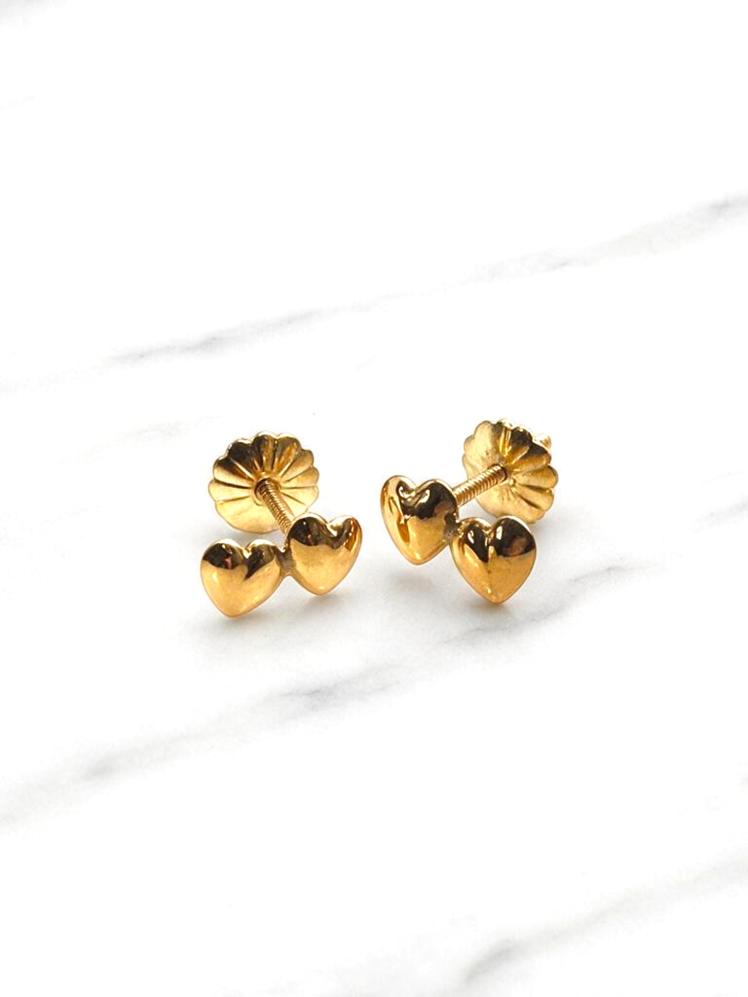 Aros doble corazon Oro 18k  1