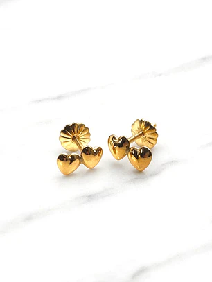 Aros doble corazon Oro 18k 