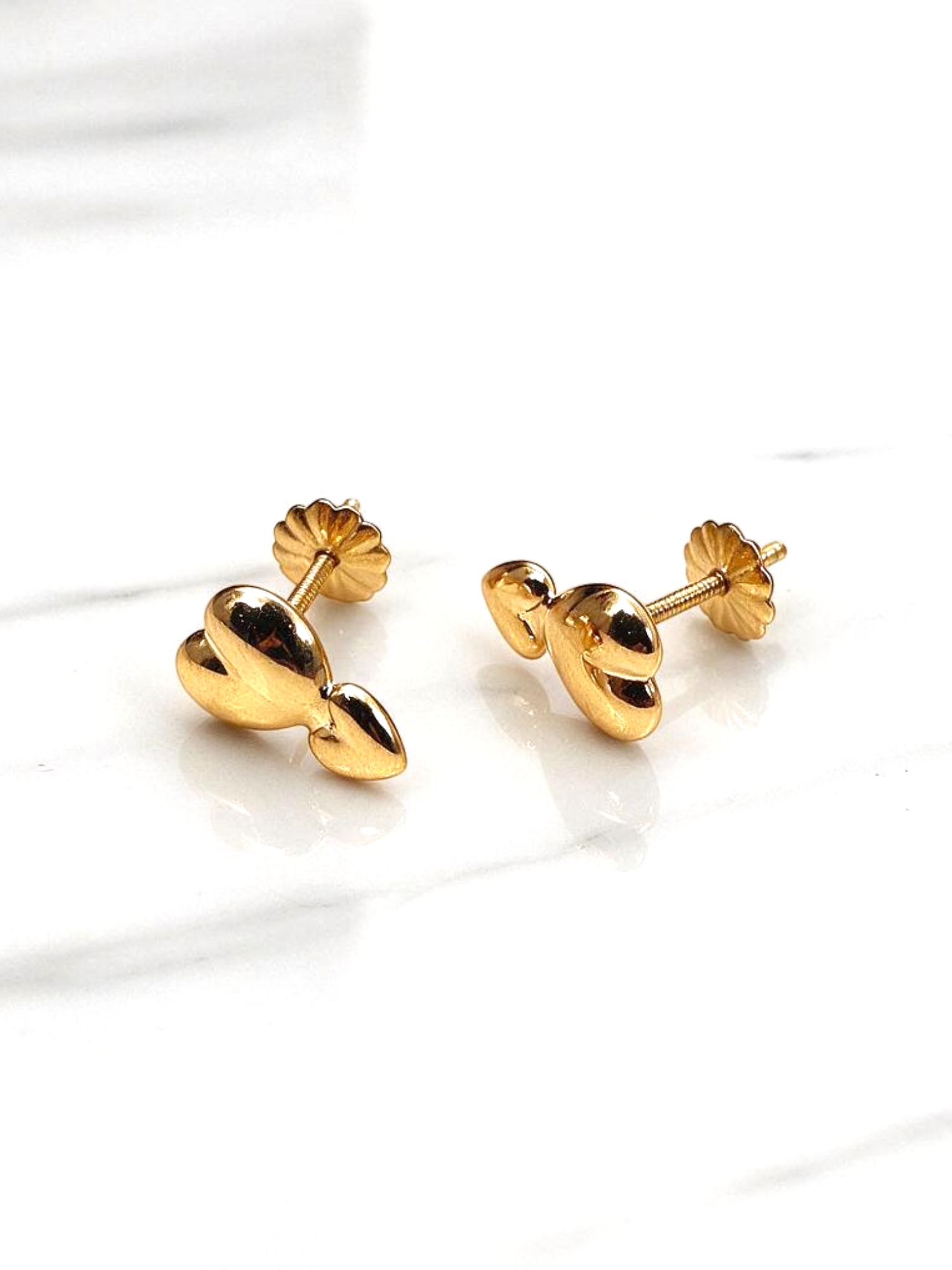 Aros dos corazones 6.5 mm oro 18k  2