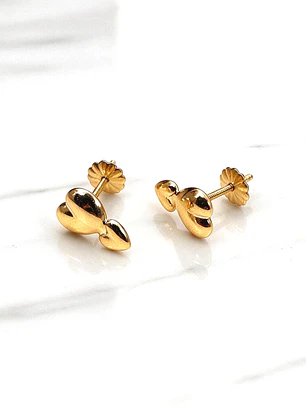 Aros dos corazones 6.5 mm oro 18k 