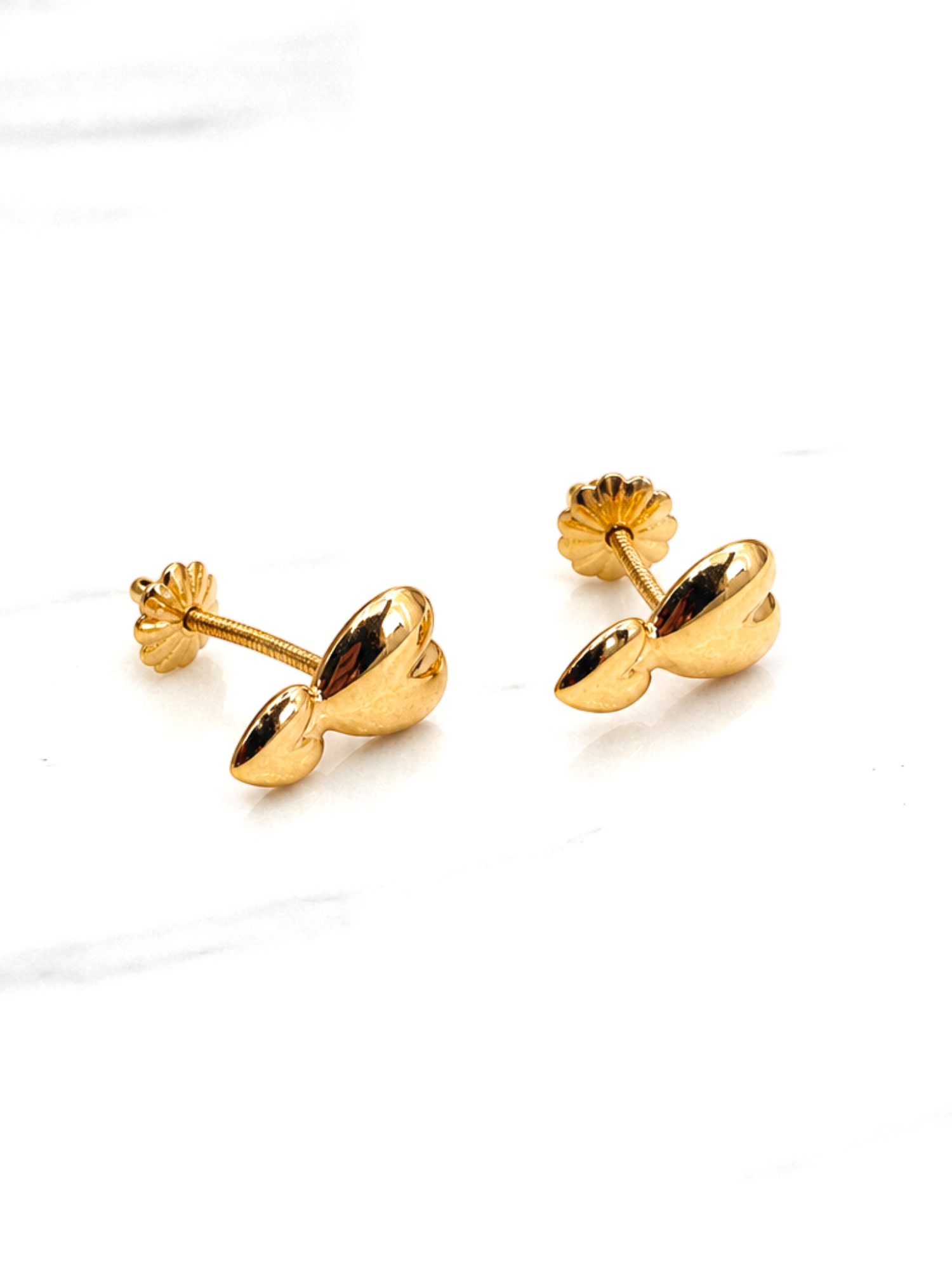 Aros dos corazones 6.5 mm oro 18k  3