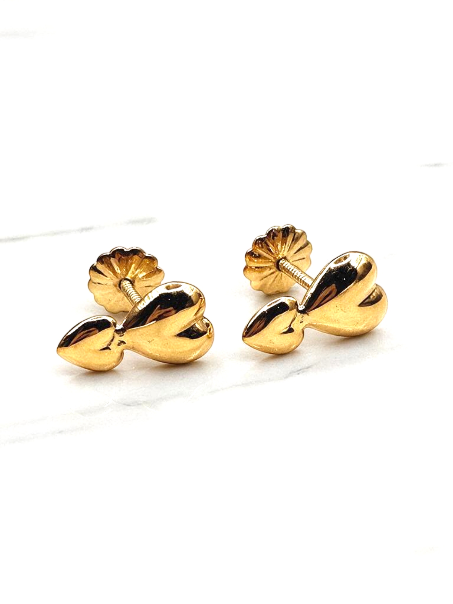 Aros dos corazones 6.5 mm oro 18k  4