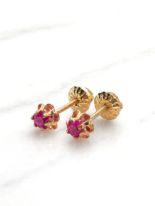 Aros Chatón italiano rubí medianos Oro 18k