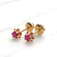 Aros Chatón italiano rubí medianos Oro 18k - Miniatura 1
