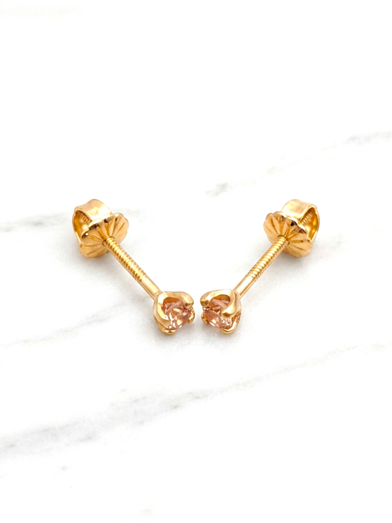 Aros punto rosa de Francia pequeños Oro 18k 1