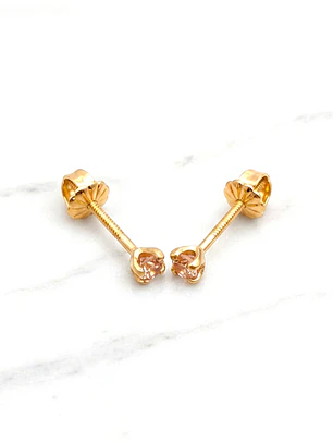 Aros punto rosa de Francia pequeños Oro 18k