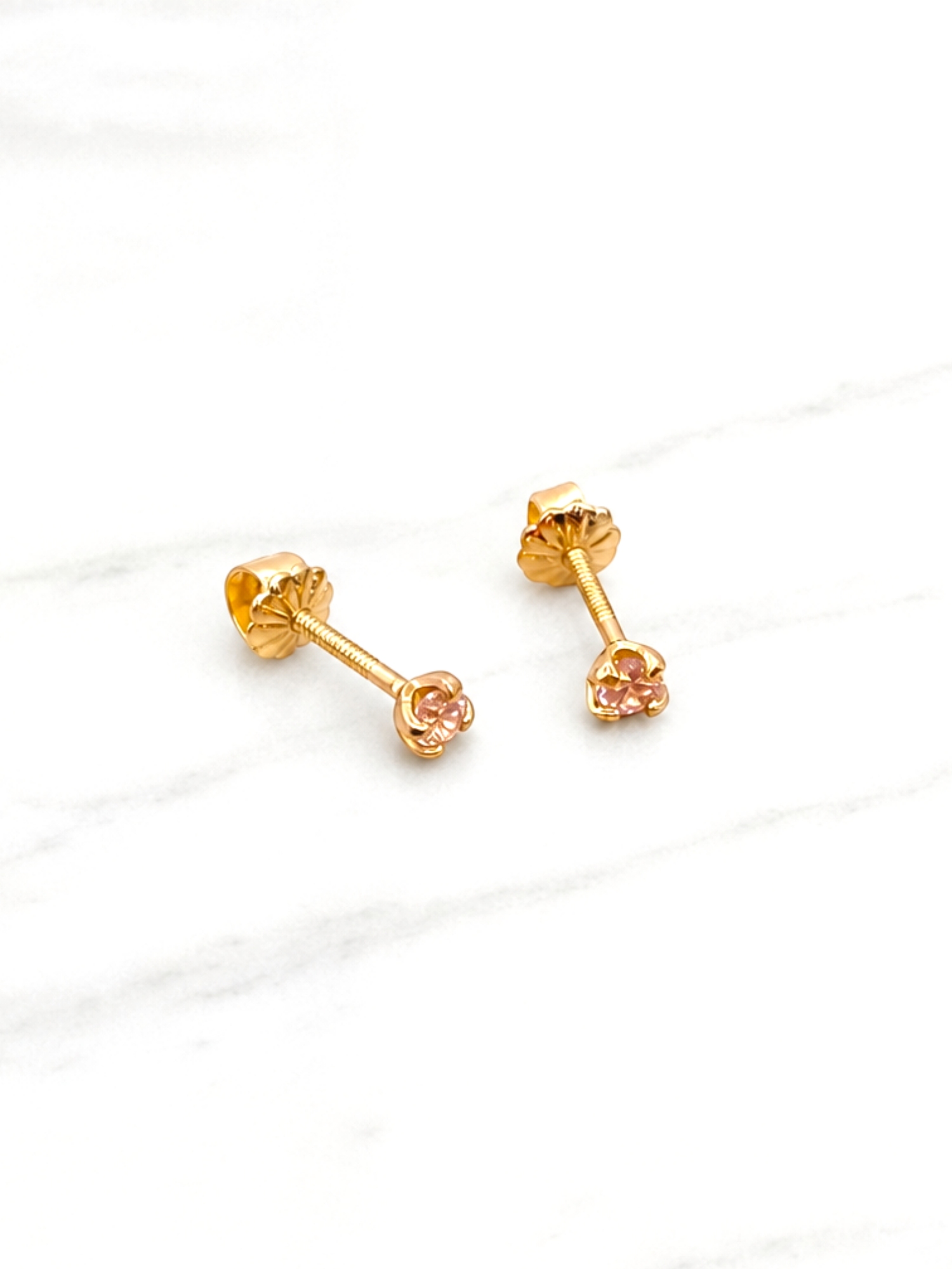 Aros punto rosa de Francia pequeños Oro 18k 3
