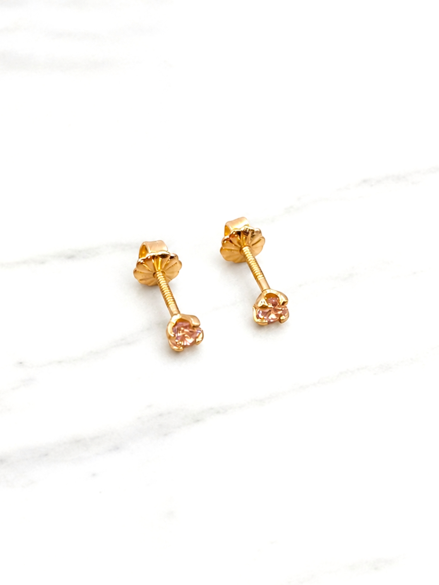 Aros punto rosa de Francia pequeños Oro 18k 4