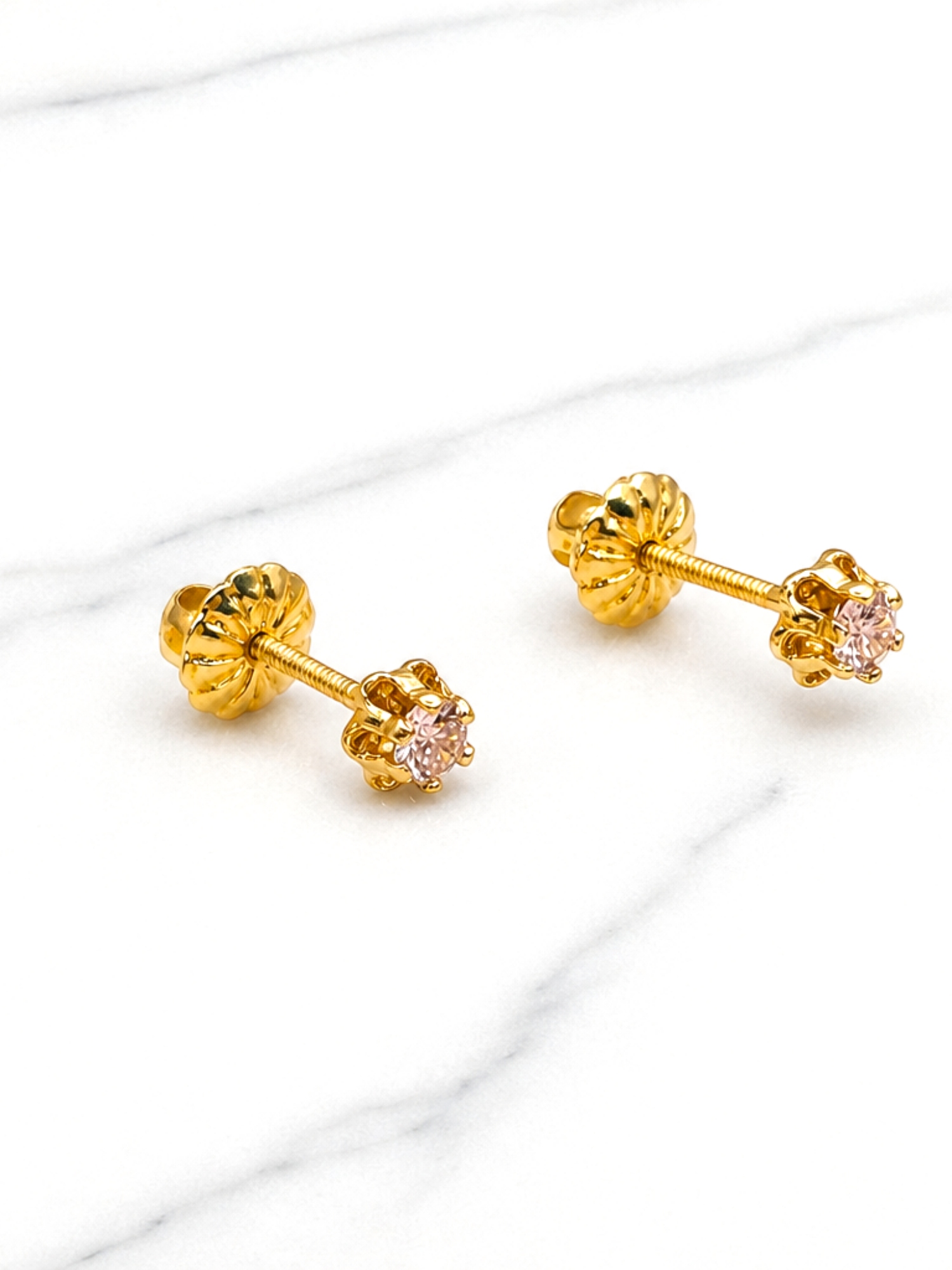 Aros chatón italiano rosa de Francia medianos Oro 18k 4