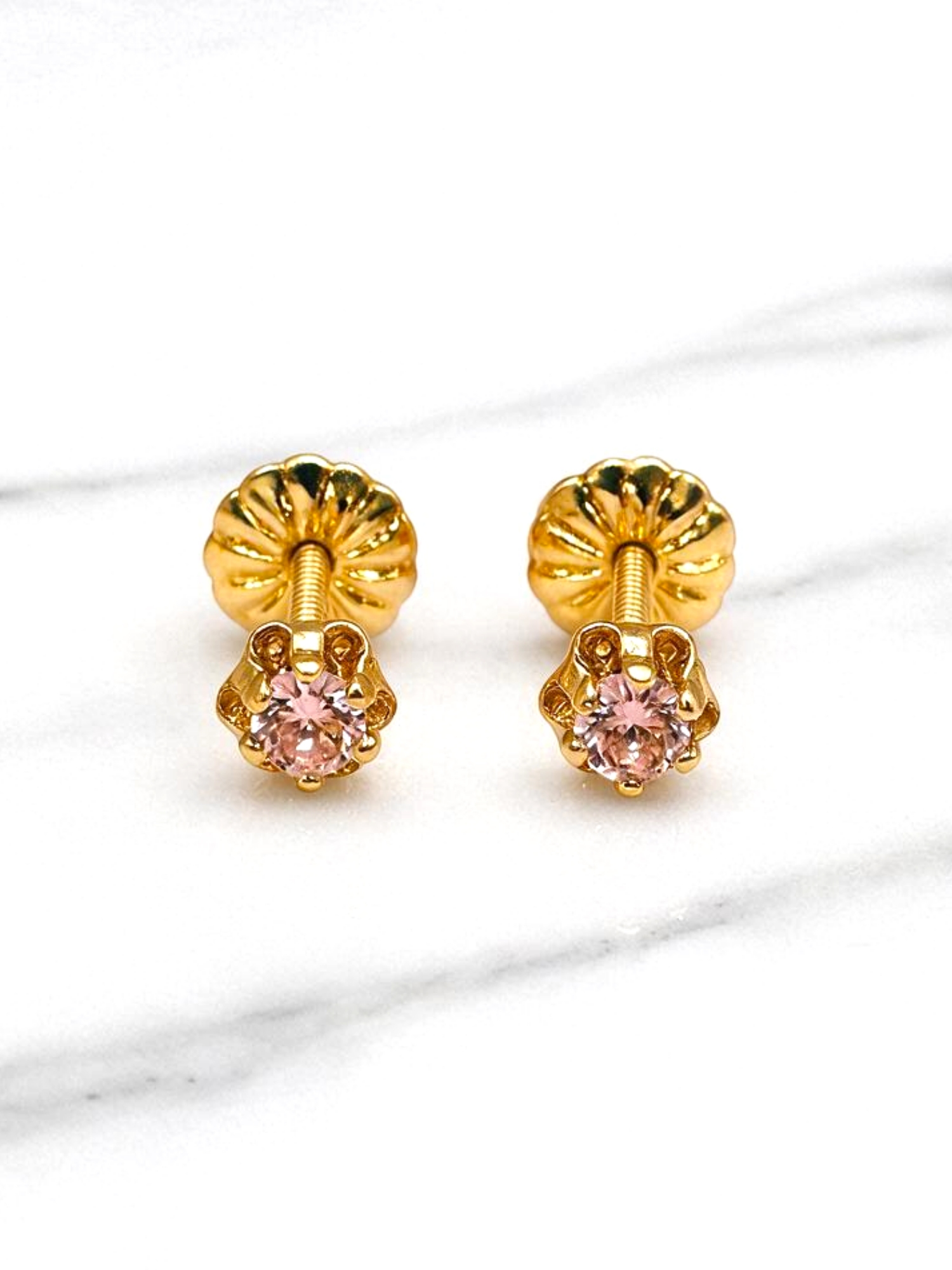 Aros chatón italiano rosa de Francia medianos Oro 18k 2