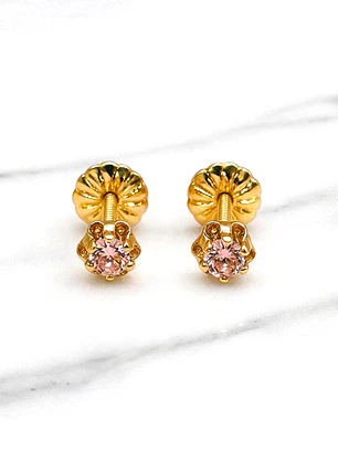 Aros chatón italiano rosa de Francia medianos Oro 18k