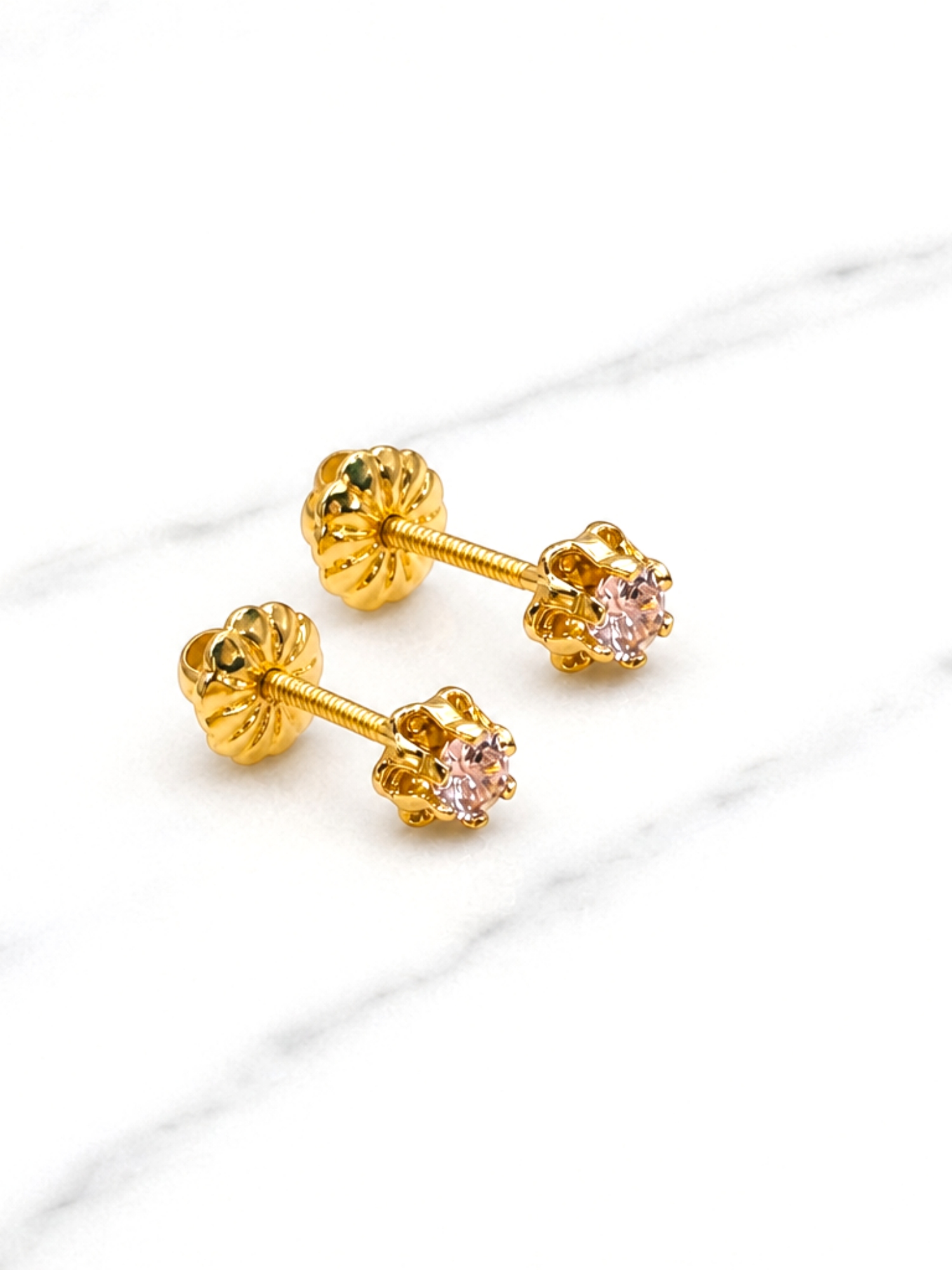Aros chatón italiano rosa de Francia medianos Oro 18k 3